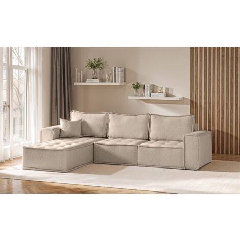 Ecksofa Modulsofa 3-teilig SANDE Stoff Alpine Toffee Ottomane Links