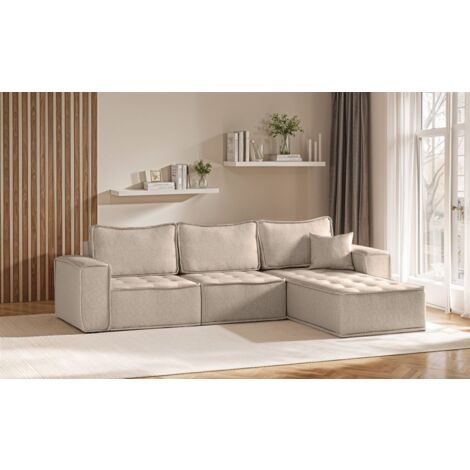 Ecksofa Modulsofa 3-teilig SANDE Stoff Alpine Toffee Ottomane Rechts