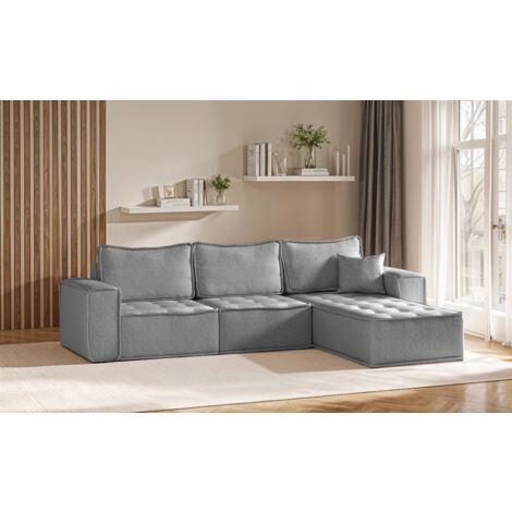 Ecksofa Modulsofa 3-teilig SANDE Stoff Raven Grau Ottomane Rechts