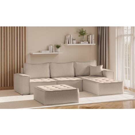 Ecksofa Modulsofa 4-teilig SANDE Stoff Alpine Toffee Ottomane Rechts