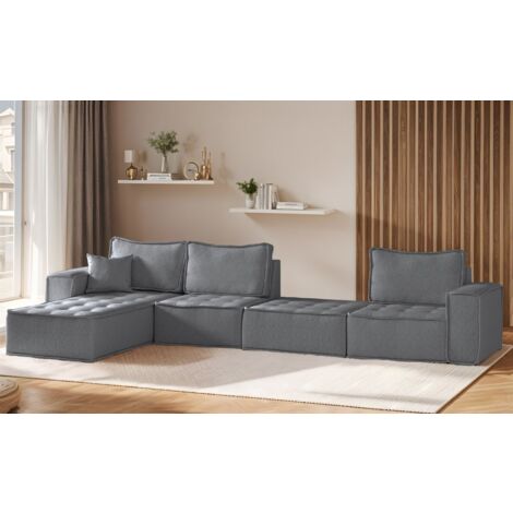 Ecksofa Modulsofa 4-teilig SANDE XL Stoff Alpine Anthrazit Ottomane Links