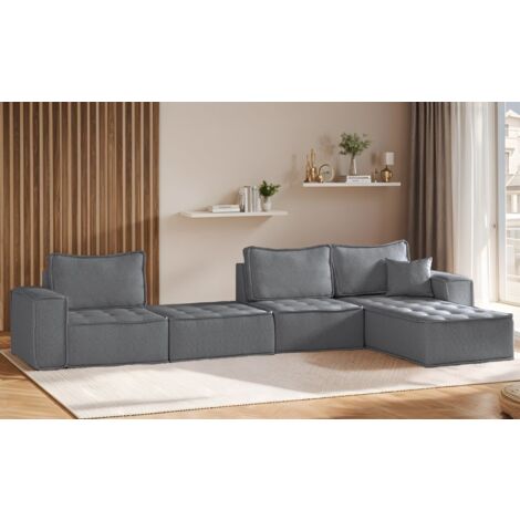Ecksofa Modulsofa 4-teilig SANDE XL Stoff Alpine Anthrazit Ottomane Rechts