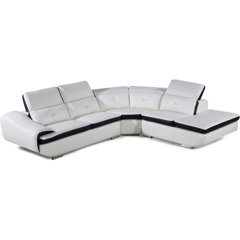 Habitat Et Jardin - Ecksofa Montreal aus rekonstituiertem Leder / PVC - 5 Sitzer - Weiß - Rechts