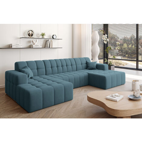 Ecksofa Nimes in U-Form, stoff Portland Blau