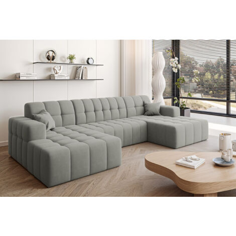 Ecksofa Nimes in U-Form, stoff Portland Grau