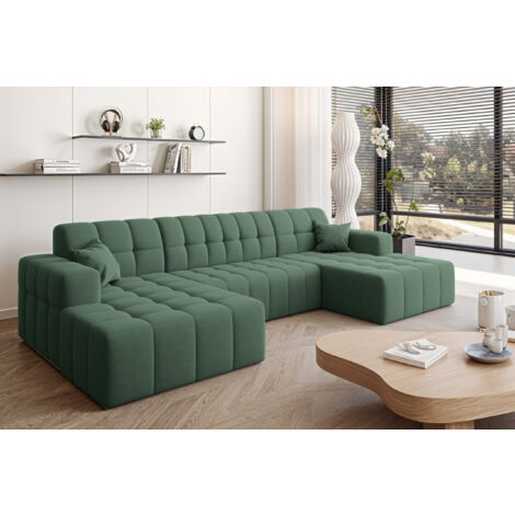 Ecksofa Nimes in U-Form, stoff Portland Grün