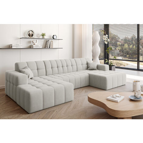 Ecksofa Nimes in U-Form, stoff Portland Weiß