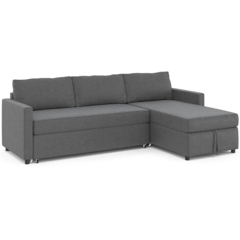 Ecksofa NOAH mit Truhenmöbel, Stoffbezug in Anthrazitgrau