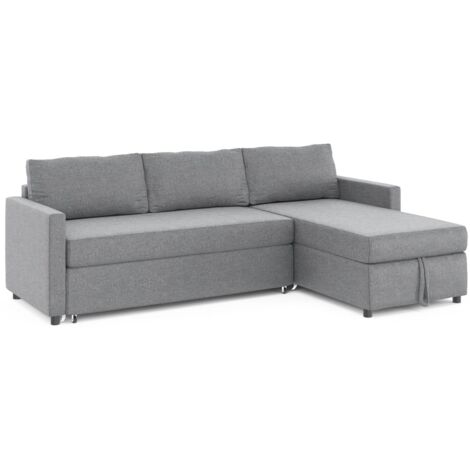 Ecksofa NOAH, umwandelbar, mit Truhen-Meridian, hellgrauer Stoffbezug