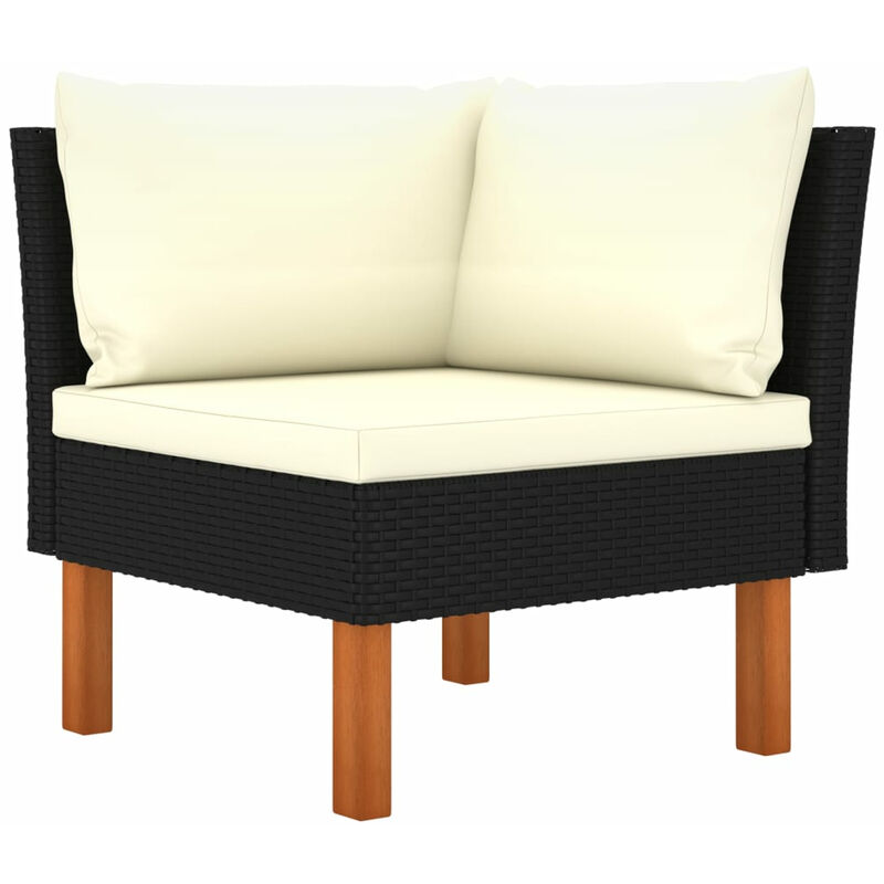 Ecksofa Poly Rattan und Eukalyptus Massivholz