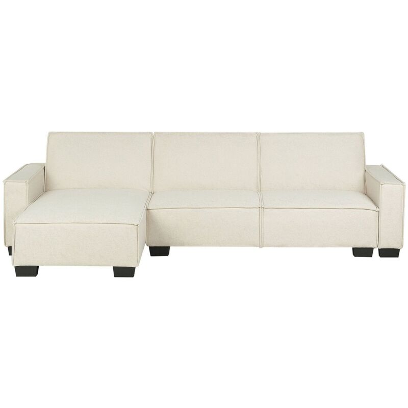Beliani - Ecksofa Beige Polsterbezug L-förmig Rechtsseitig Schlaffunktion Minimalistisch Wohnzimmer
