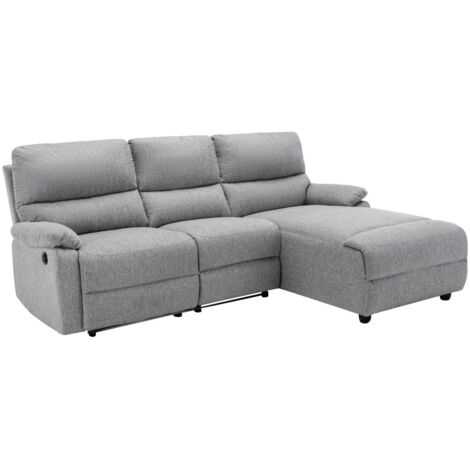 Ecksofa Relaxsofa elektrisch - Stoff - Ecke Rechts - Hellgrau - LUNANO