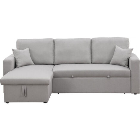 Ecksofa reversibel mit Schlaffunktion und Stauraum "Alain" - 3-Sitzer - Hellgrau
