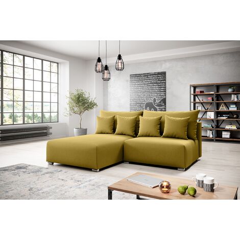 Ecksofa Rich links - mit Schlaffunktion - Curry - Gelb