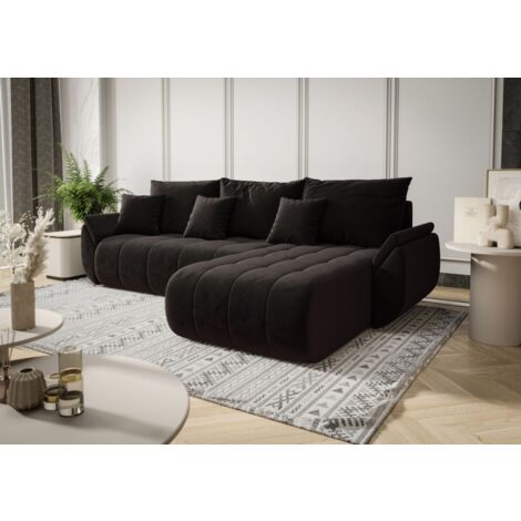 Ecksofa Schlafsofa AKITA Stoff Monolith Dunkelgrau Ottomane Rechts