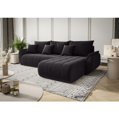 Ecksofa Schlafsofa AKITA Stoff Monolith Grafit Ottomane Rechts