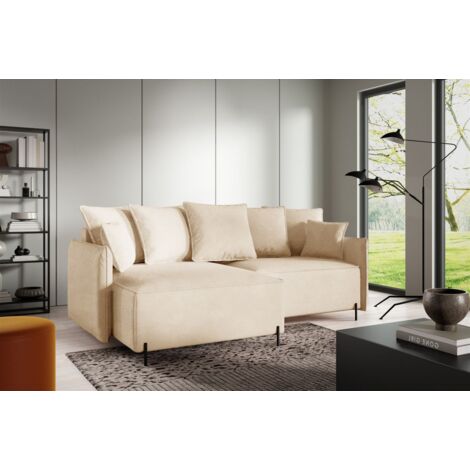 Ecksofa Schlafsofa BETTO Stoff Now or Never Beige Ottomane Links