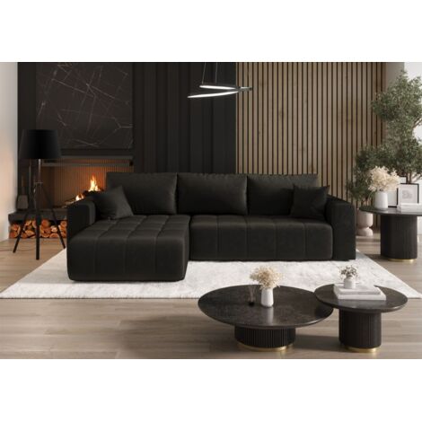 Ecksofa Schlafsofa CAMILA Stoff Monolith Dunkelgrau Ottomane Links