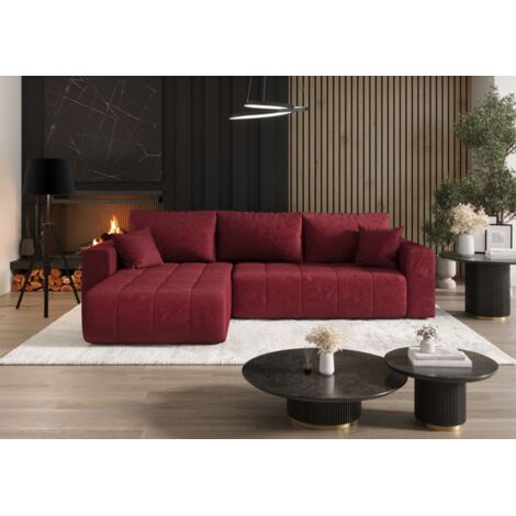 Ecksofa Schlafsofa CAMILA Stoff Monolith Rot Ottomane Links