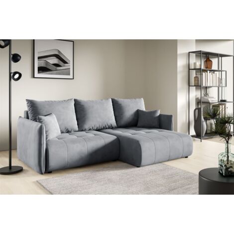 Ecksofa Schlafsofa CANIO Stoff Monolith Grau Ottomane Rechts