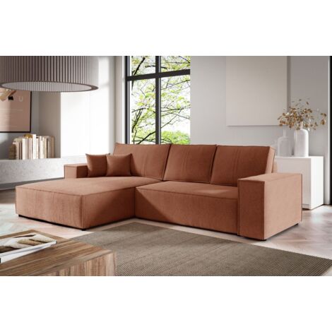 Ecksofa Schlafsofa CORUNIA Stoff Aragon Orange Ottomane Links