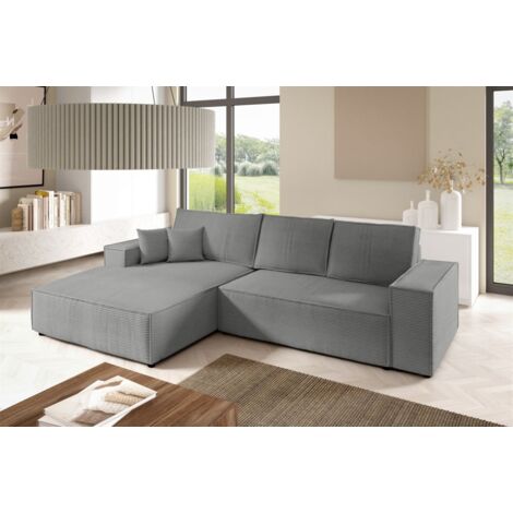 Ecksofa Schlafsofa CORUNIA Stoff Poso Graublau Ottomane Links