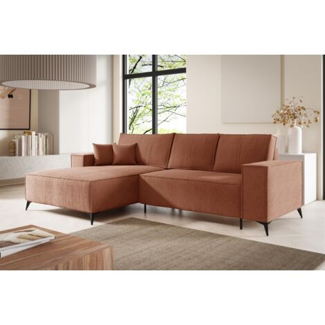 Ecksofa Schlafsofa FIORE Stoff ARAGON Altrosa Ottomane Links