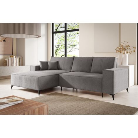 Ecksofa Schlafsofa FIORE Stoff ARAGON Grau Ottomane Links