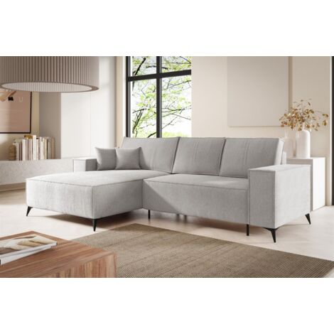 Ecksofa Schlafsofa FIORE Stoff ARAGON Graubeige Ottomane Links