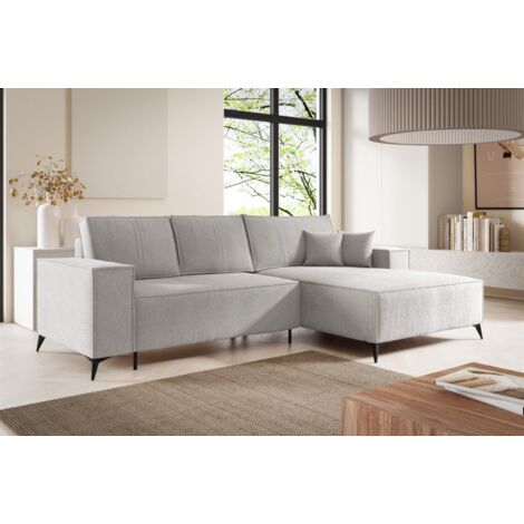 Ecksofa Schlafsofa FIORE Stoff ARAGON Graubeige Ottomane Rechts