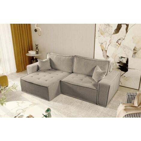 Ecksofa Schlafsofa FLOSI Stoff Raven Taupe Ottomane Links