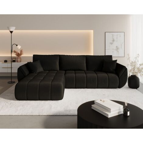 Ecksofa Schlafsofa MISATO Stoff Monolith Dunkelbraun Ottomane Links