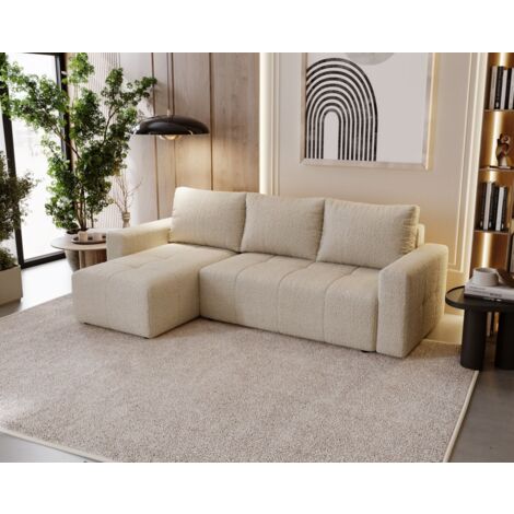 Ecksofa Schlafsofa NOHA in Stoff Now or Never Beige Ottomane Links