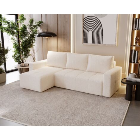Ecksofa Schlafsofa NOHA in Stoff Now or Never Creme Ottomane Links