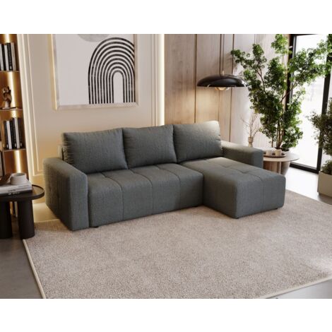 Ecksofa Schlafsofa NOHA in Stoff Now or Never Dunkelgrau Ottomane Rechts