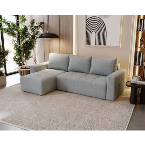 Ecksofa Schlafsofa NOHA in Stoff Now or Never Grau Ottomane Links