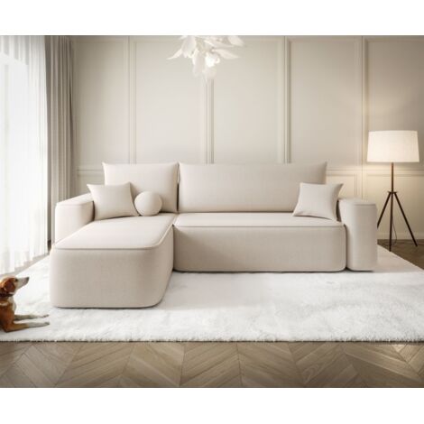 Ecksofa Schlafsofa Sofa AGEPO Stoff Curio Beige Ottomane Links