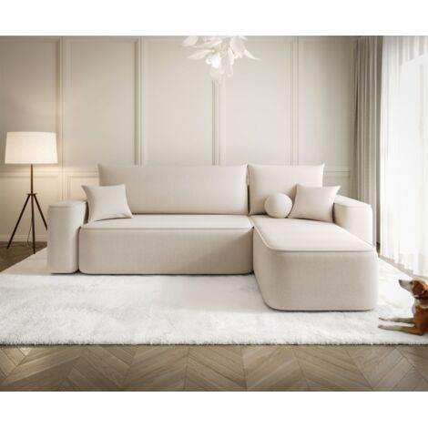 Ecksofa Schlafsofa Sofa AGEPO Stoff Curio Beige Ottomane Rechts