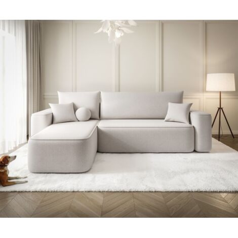 Ecksofa Schlafsofa Sofa AGEPO Stoff Curio Creme Ottomane Links
