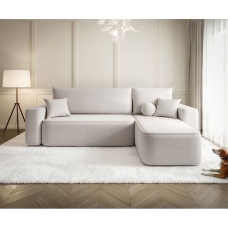 Ecksofa Schlafsofa Sofa AGEPO Stoff Curio Creme Ottomane Rechts