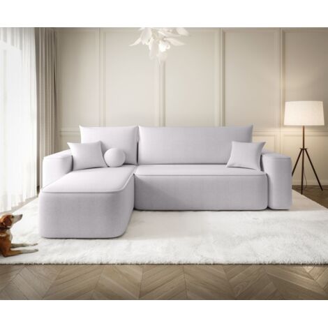 Ecksofa Schlafsofa Sofa AGEPO Stoff Curio Hellgrau Ottomane Links