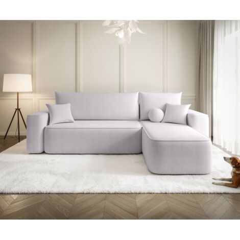 Ecksofa Schlafsofa Sofa AGEPO Stoff Curio Hellgrau Ottomane Rechts