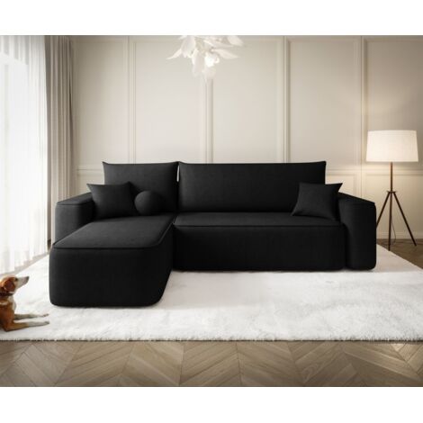 Ecksofa Schlafsofa Sofa AGEPO Stoff Curio Schwarz Ottomane Links