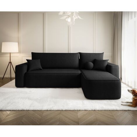 Ecksofa Schlafsofa Sofa AGEPO Stoff Curio Schwarz Ottomane Rechts