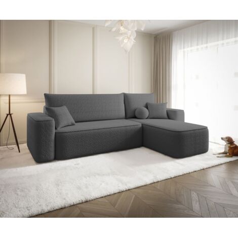 Ecksofa Schlafsofa Sofa AGEPO Stoff Quelle Anthrazit Ottomane Rechts