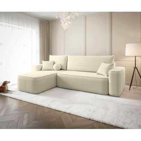 Ecksofa Schlafsofa Sofa AGEPO Stoff Quelle Creme Ottomane Links