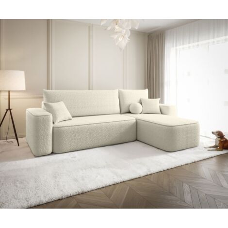 Ecksofa Schlafsofa Sofa AGEPO Stoff Quelle Ecru Ottomane Rechts