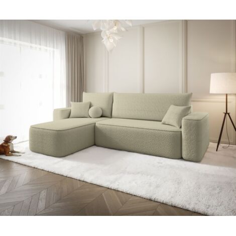 Ecksofa Schlafsofa Sofa AGEPO Stoff Quelle Latte Ottomane Links