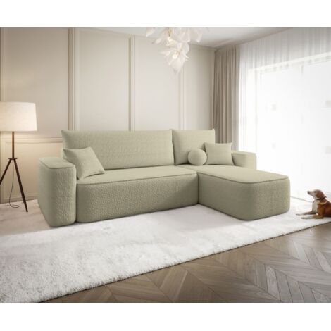 Ecksofa Schlafsofa Sofa AGEPO Stoff Quelle Latte Ottomane Rechts