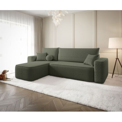 Ecksofa Schlafsofa Sofa AGEPO Stoff Quelle Moosgrün Ottomane Links